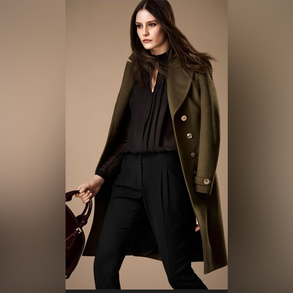 Burberry WOOL & CASHMERE blend Olive Green Military Pea Coat! $2800 sz 10/12/42